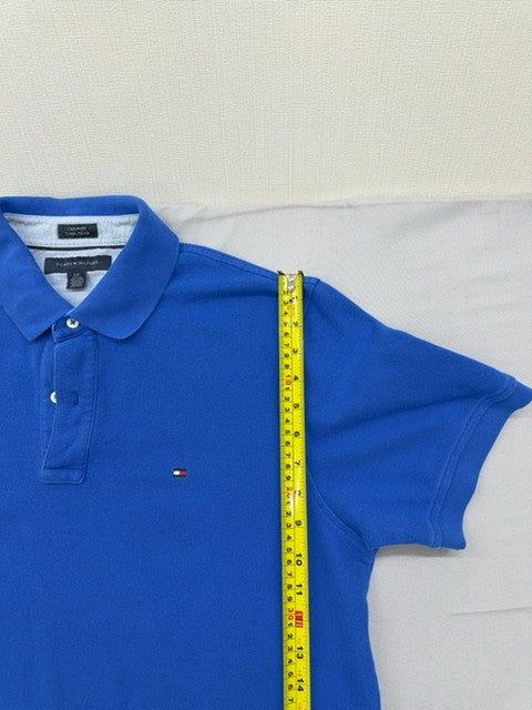 Tommy Hilfiger Men's L Royal Blue Cotton Pique Polo Short Sleeve Custom Fit