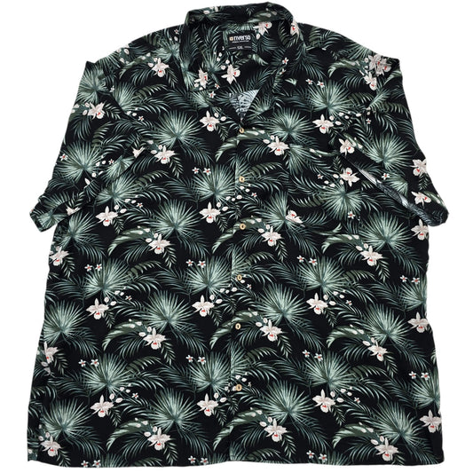 Riverso Men's Black Shirt – Size 5XL, Floral, Short Sleeve