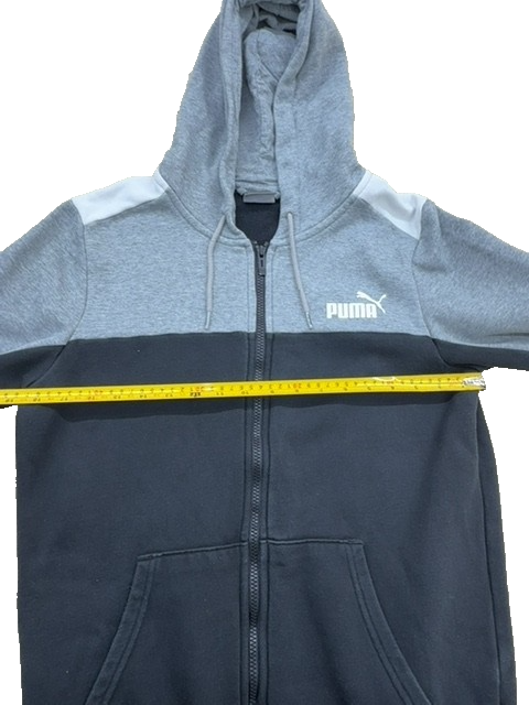 Puma Men's Black/Gray Colorblock Zip-Up Hoodie Size S Fleece