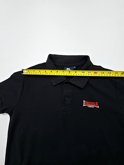 London Boys Black Logo Polo Shirt Size S Wash Inside Out