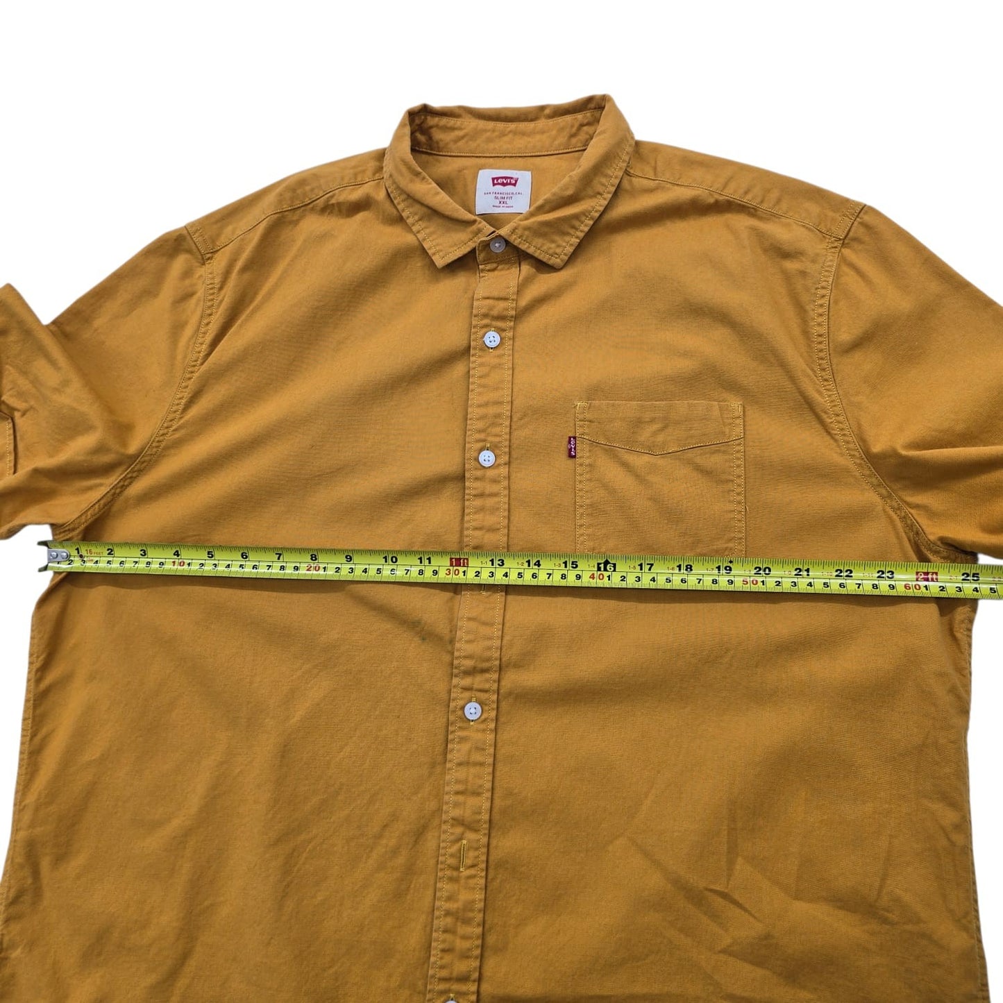 Levi's Men's Golden Yellow Slim Fit Short Sleeve Shirt XXL