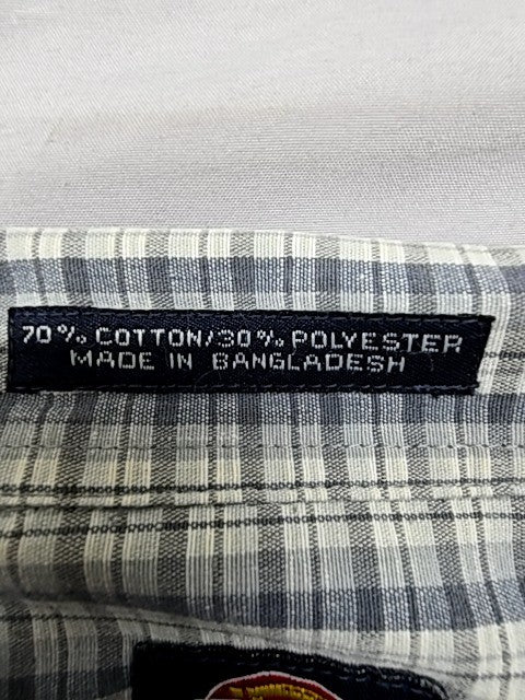Dickies Men's Gray White Gingham Short Sleeve Button Down Shirt L