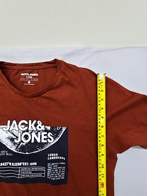 Jack & Jones Men's Rust Printed T-Shirt L Short Sleeve Cotton