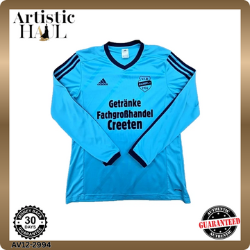 Adidas Men's Light Blue Long Sleeve V-Neck Sports Jersey Size L