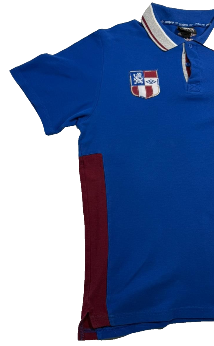Umbro Men's Royal Blue Pique Polo Shirt Lion Crest Logo Short Sleeve Size XL