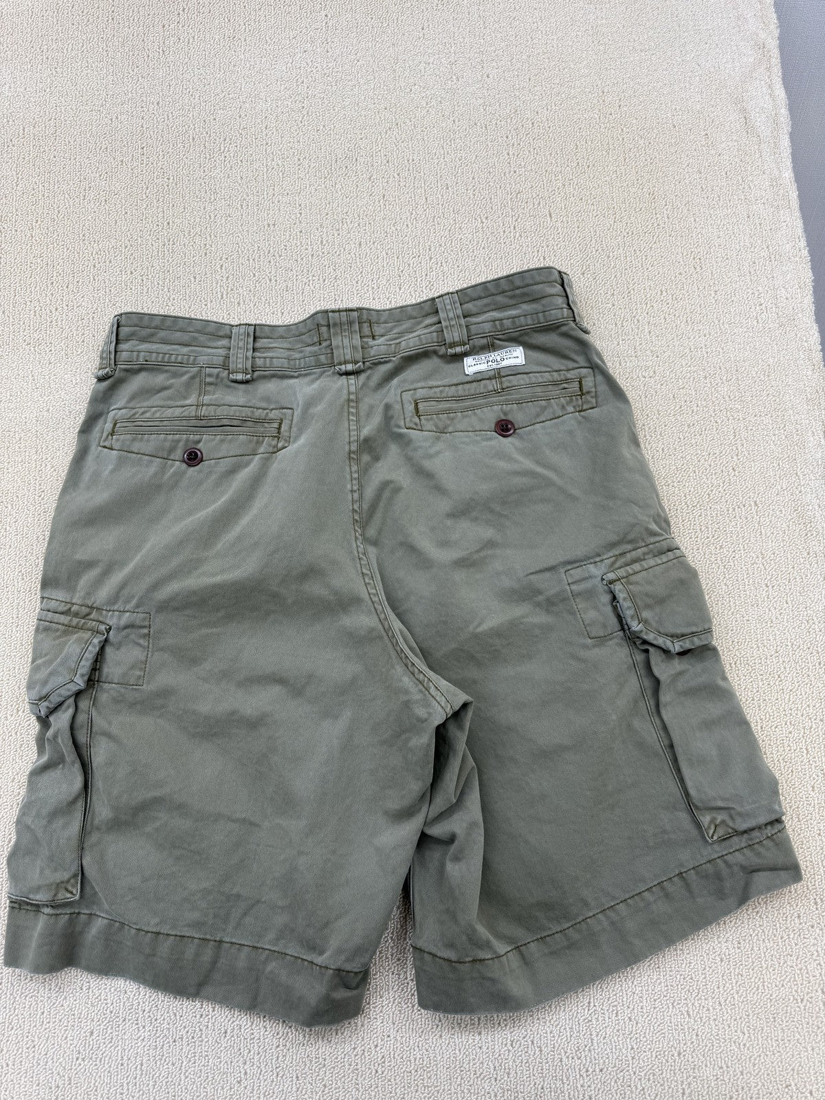 Polo Ralph Lauren Men's Khaki Cargo Shorts Size 35 Cotton Flat Front