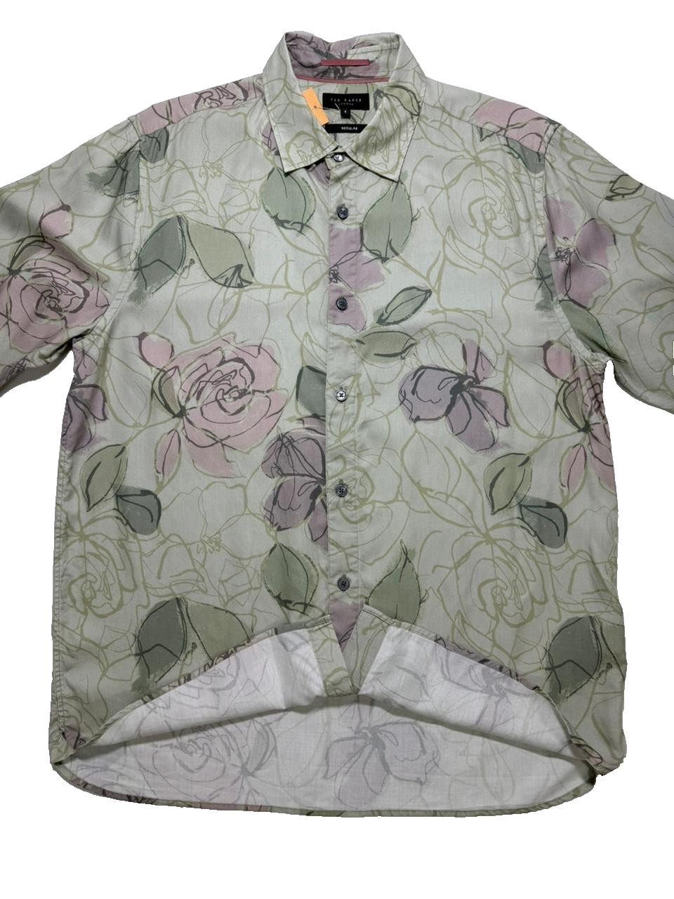 Ted Baker Men's Green Bobbio Long Sleeve Floral Print Shirt |Size:L
