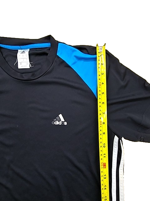 Adidas Women's Black Color Block T-Shirt L 3-Stripes Moisture Wicking