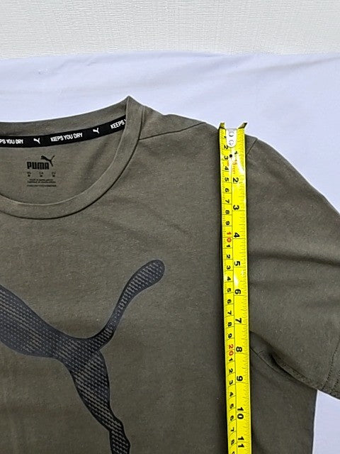 Puma Men's Green Logo T-Shirt Size M Regular Fit Crew Neck