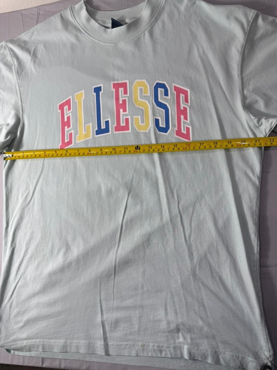 Ellesse Men's Graphic T-Shirt Light Blue Short Sleeve Logo Tee UK M