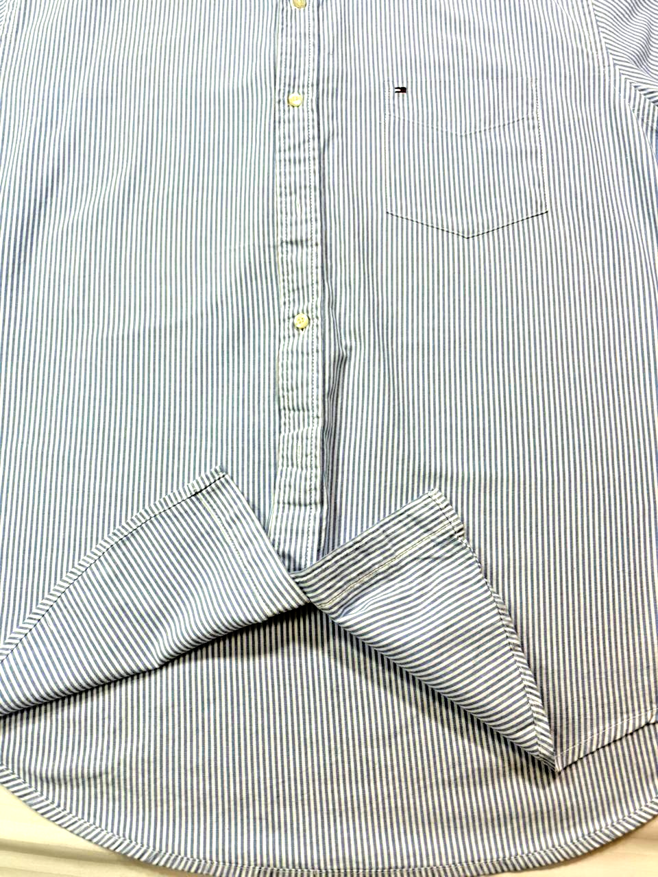 Tommy Hilfiger Men's Regular Fit Stripe Oxford Shirt In Blue And White - Size XL