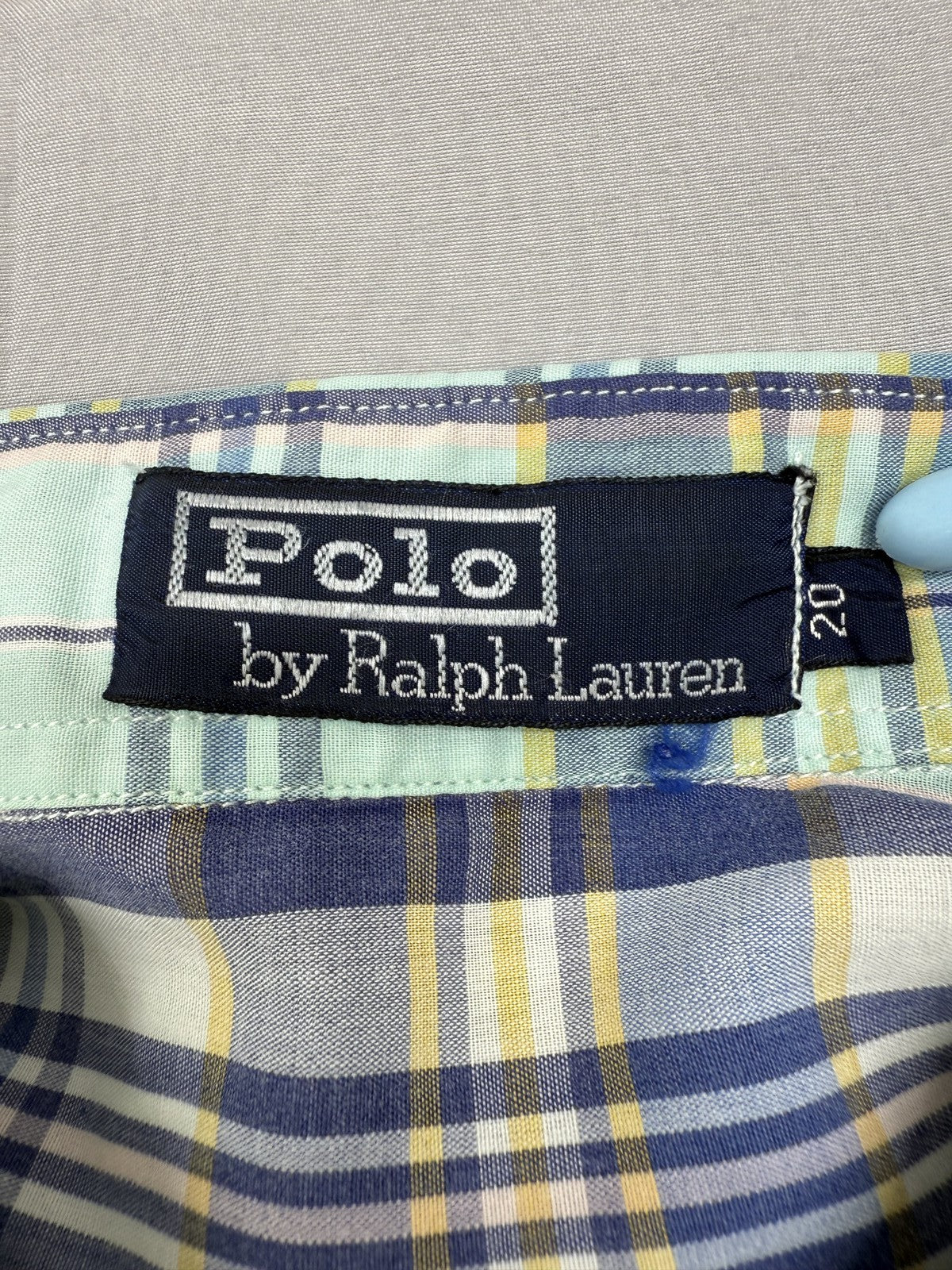 Polo Ralph Lauren Men's Blue Plaid Cotton Long Sleeve Button Down Shirt