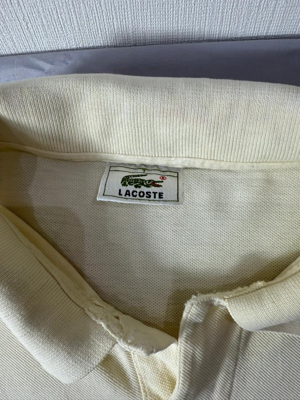 Lacoste Men's Polo Shirt Cream Short Sleeve Crocodile Logo Top 2XL