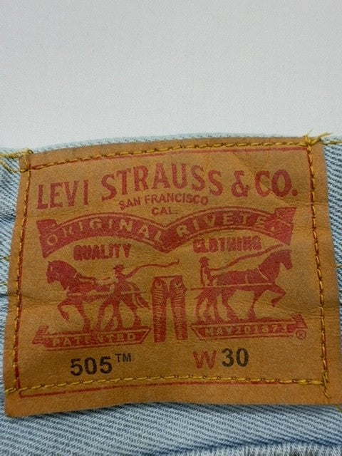 Levi's Men Light Blue Distressed Shorts 30x Mid Rise Regular 505 W30