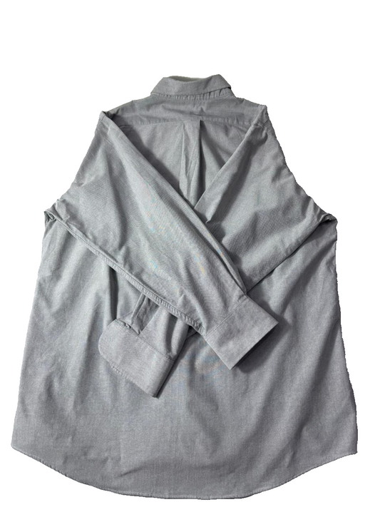 Chaps Gray Oxford Shirt Men's Large Wrinkle Free Button Down Long Sleeve