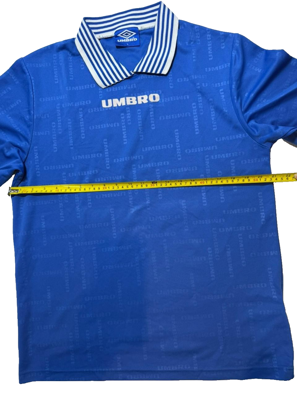 Vintage 90S Umbro Collared Jersey In Blue - Size L