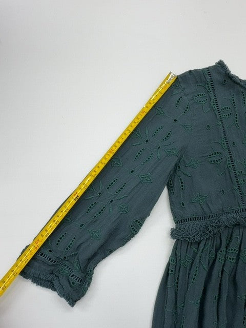 t.r.f Girls Teal Eyelet Knee-Length Dress Size L