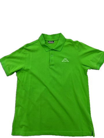 Kappa Men's Large Green Solid Polo Shirt 100% Cotton Short Sleeve