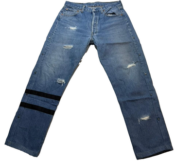 Women Levi Strauss & Co Original Rivated Distressed Denim Jeans Pants Size 42