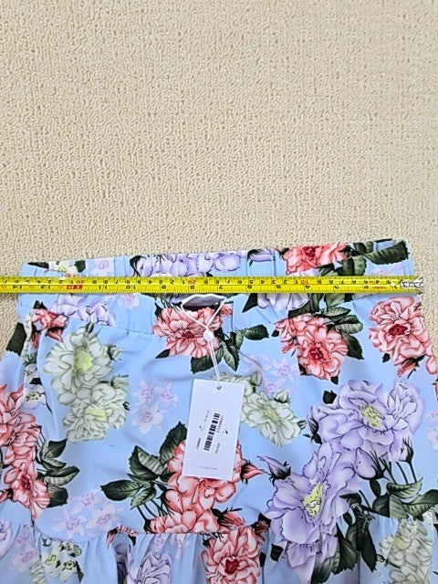 Vila Floral Frill Mini Skirt Size M Multi Women Regular