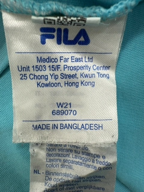 Fila Turquoise Logo T-Shirt 15-16Y Short Sleeve Contrast Bands NWT