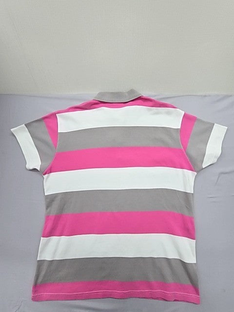 Lacoste Men's L Short Sleeve Striped Polo Shirt Multi Pink Gray White Cotton