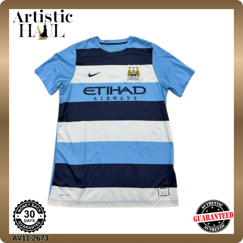 Nike Men's Light Blue Manchester City Dri-FIT Football Shirt L