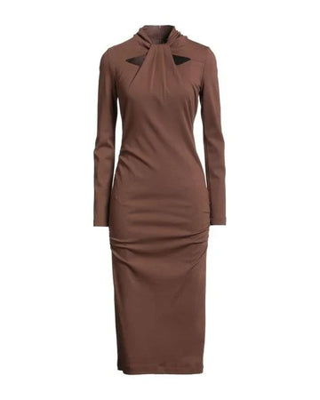 Bnwt Giorgio Armani Brown Long-Sleeve Midi Dress - Size 42