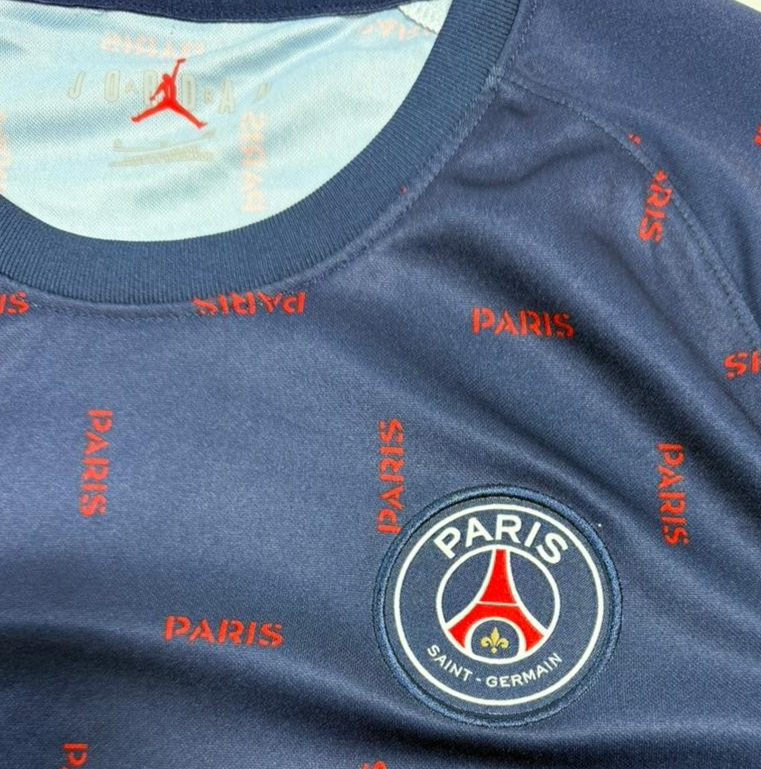 Jordan Men's Psg Paris Saint-Germain Pre-Match Navy Print Shirt Size S