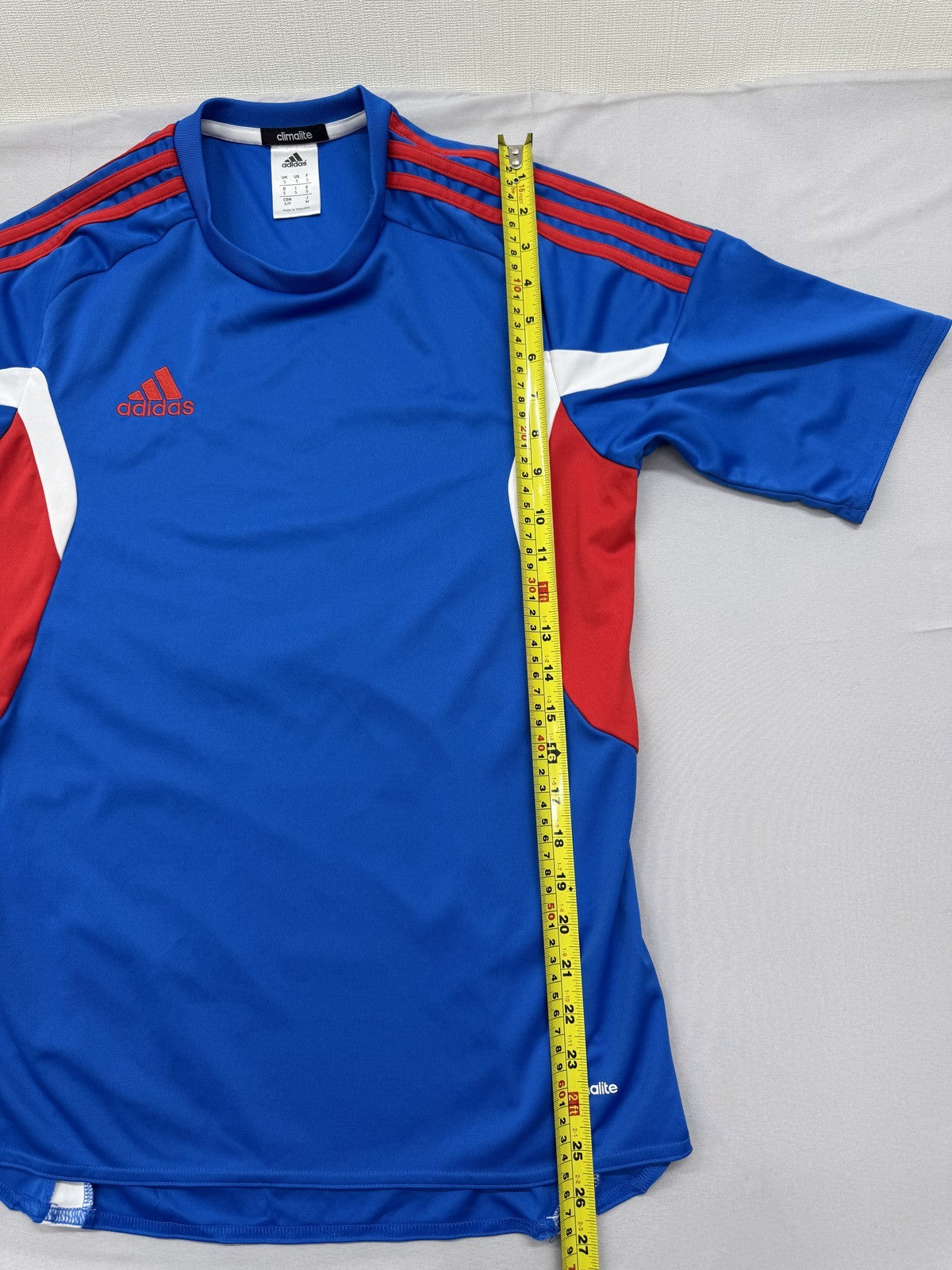 Adidas Men's Blue Stripe Short Sleeve Climalite Jersey S Thailand