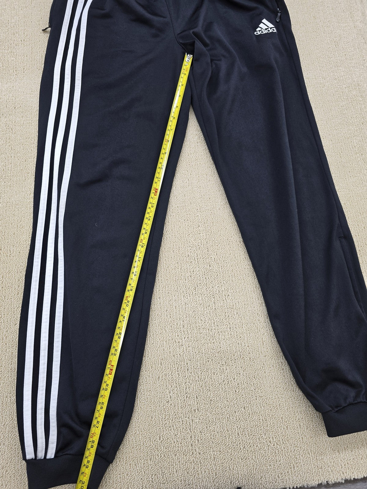Adidas Men's XL Black Stripe Track Pants Drawstring Polyester