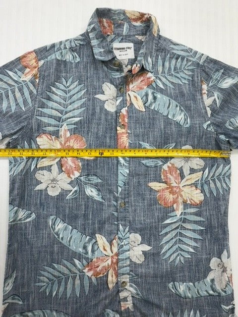Cedar Wood State Men's Blue Floral Cotton Button-Down Shirt M