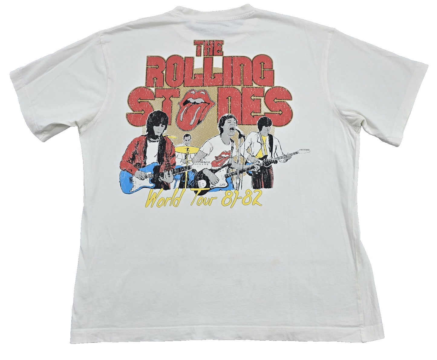 1981 Rolling Stones Vintage White Cotton T-Shirt Med M Men's