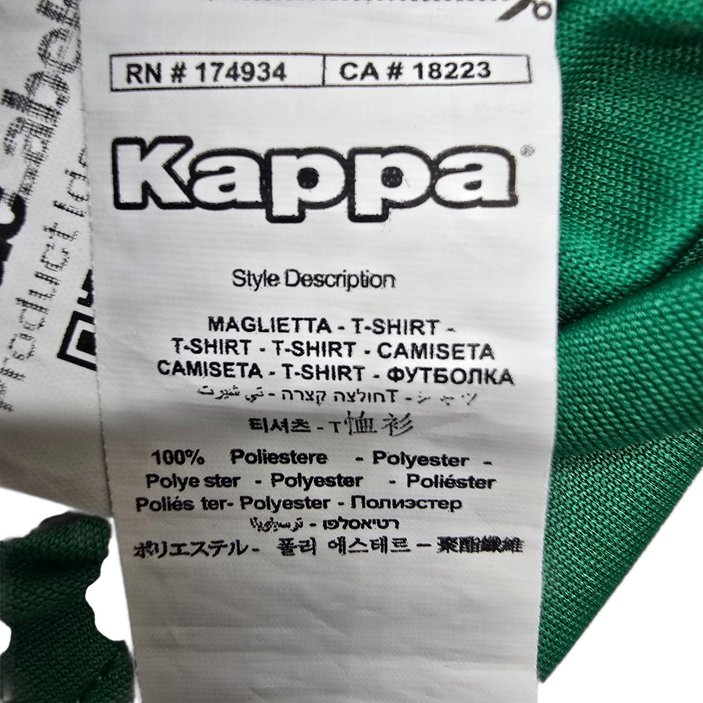 Kappa Men's Green Soccer T-Shirt Size M Embroidered Logo