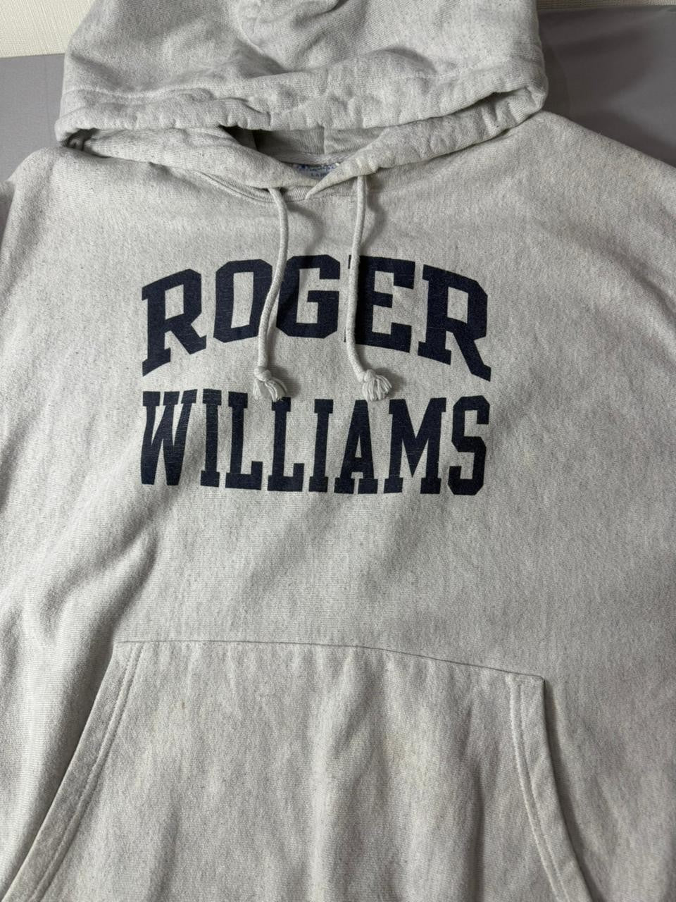 Champion Reverse Weave Roger Williams Hoodie Sweatshirt Grey Men's L