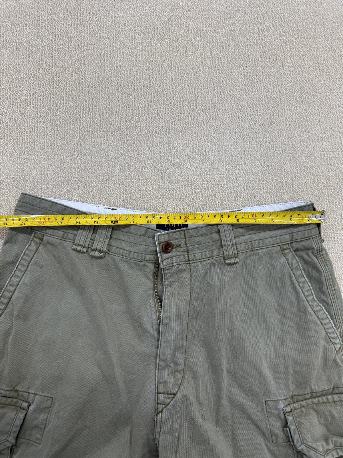 Polo Ralph Lauren Men's Khaki Cargo Shorts Size 35 Cotton Flat Front