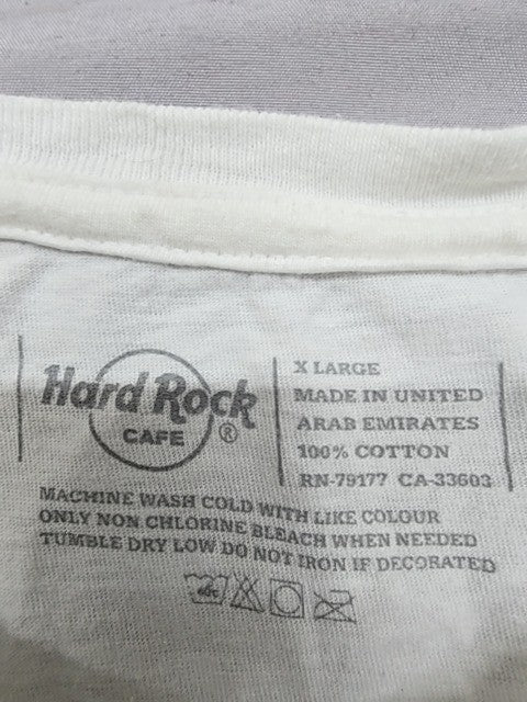 Hard Rock Cafe Unisex White Cotton T-Shirt XL Short Sleeve Crewneck