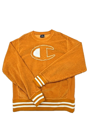 Champion Unisex Orange Corduroy Crewneck Hoodie Size L