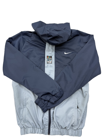 Nike Hooded Jacket XL Navy Gray Polyester Zip Color Block