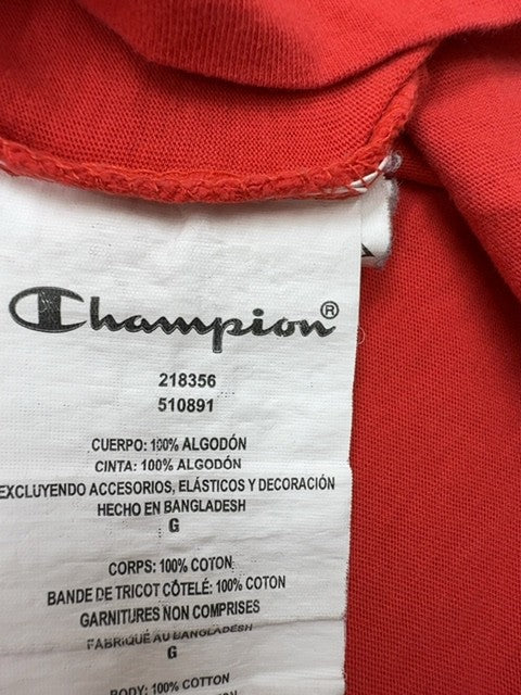 Champion Men's Red Short Sleeve T-Shirt L Crewneck 100% Cotton 21135
