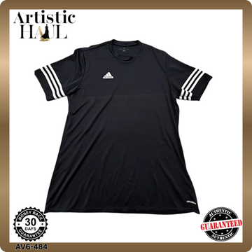 Adidas Men's Black Striped Short Sleeve Jersey Climacool Crew Neck