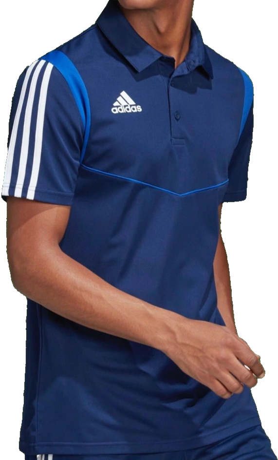 Adidas Men's Navy Blue Climalite Polo Shirt White Three Stripes Short Sleeve L
