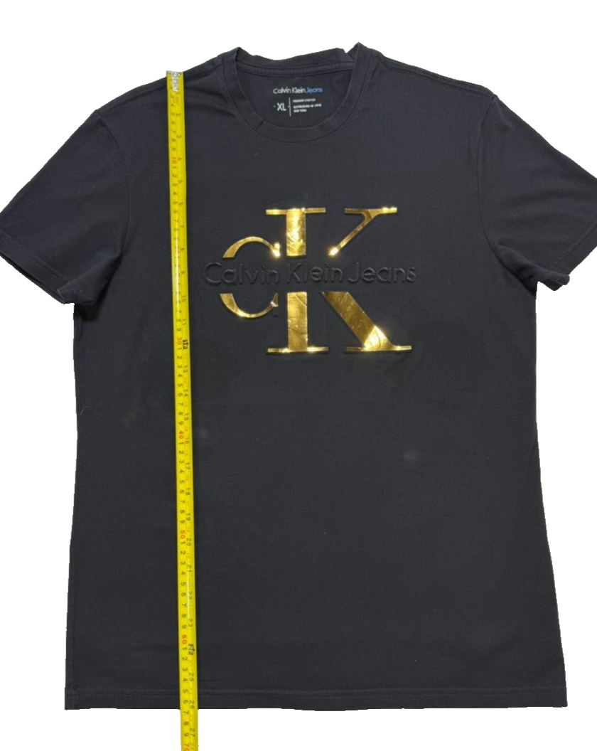 Calvin Klein Men's Metallic Cotton Logo T-Shirt -Black Size XL