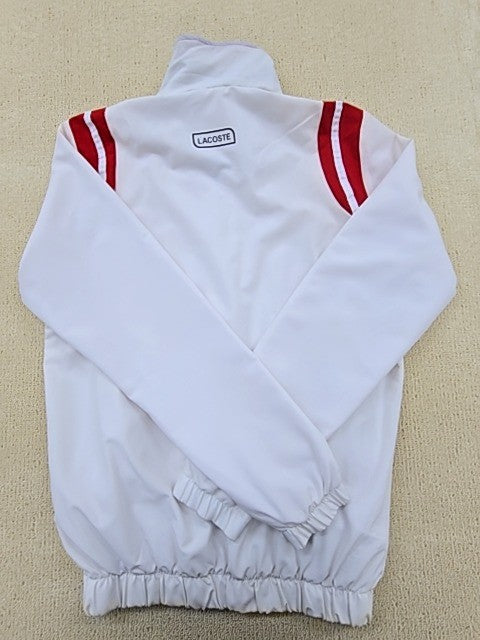 Lacoste Live White Track Jacket Men's S Zipper Hood Red Stripes