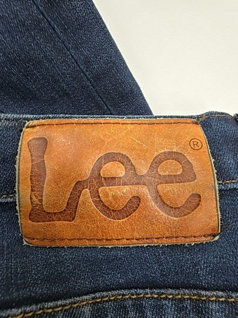 Lee Men's Straight Dark Blue Jeans W33 L34 Powell 5-Pocket Mid Rise