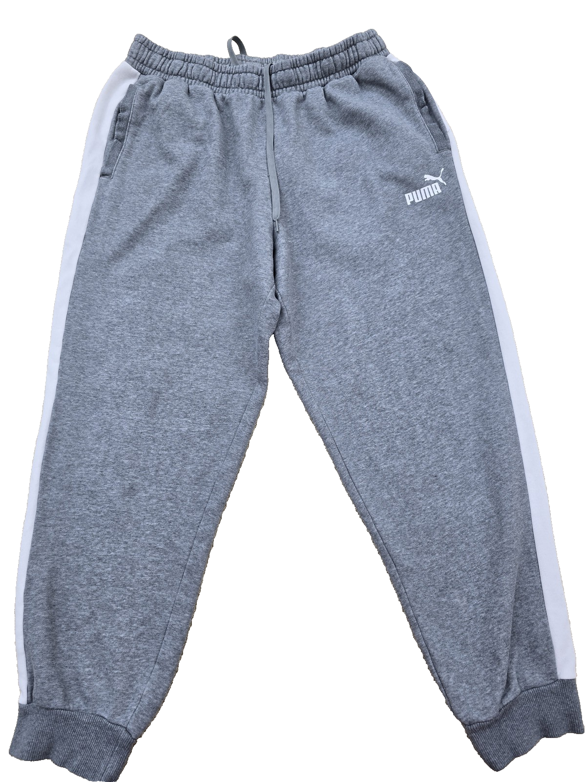 Puma Men's XL Gray Fleece Sweatpants Side Stripe Tapered 8487