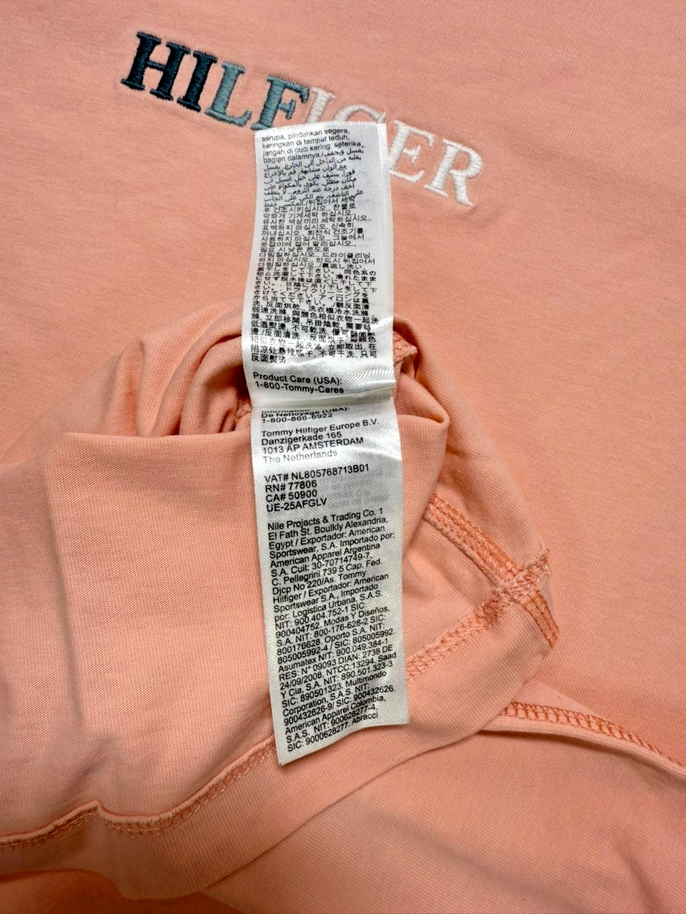 Tommy Hilfiger Peach Logo Regular Fit Cotton T-Shirt Crewneck Short Sleeve XL