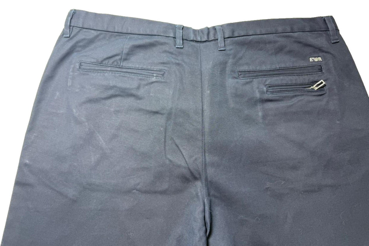 Emporio Armani Men's Navy Trousers Size 54 Tailored Luxury Pants