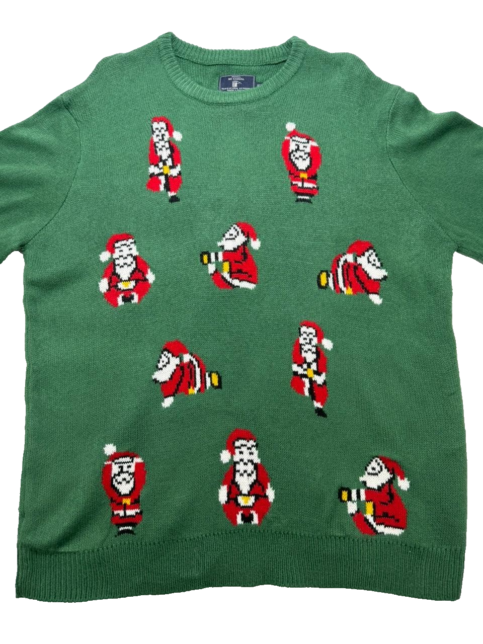 Original Mo Casual Wear Christmas Sweater Green Long Sleeve Pullover Size 2Xl