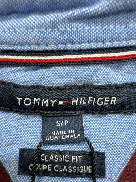 Tommy Hilfiger Boys Burgundy Polo Shirt Classic Fit Size S/P - Button Front